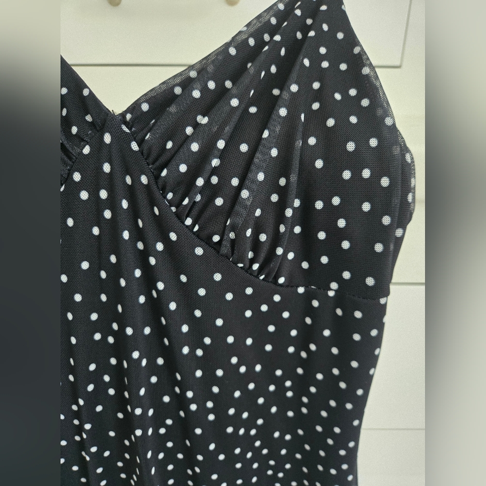 Black Polka Dot Midi Dress - Picture 5 of 8